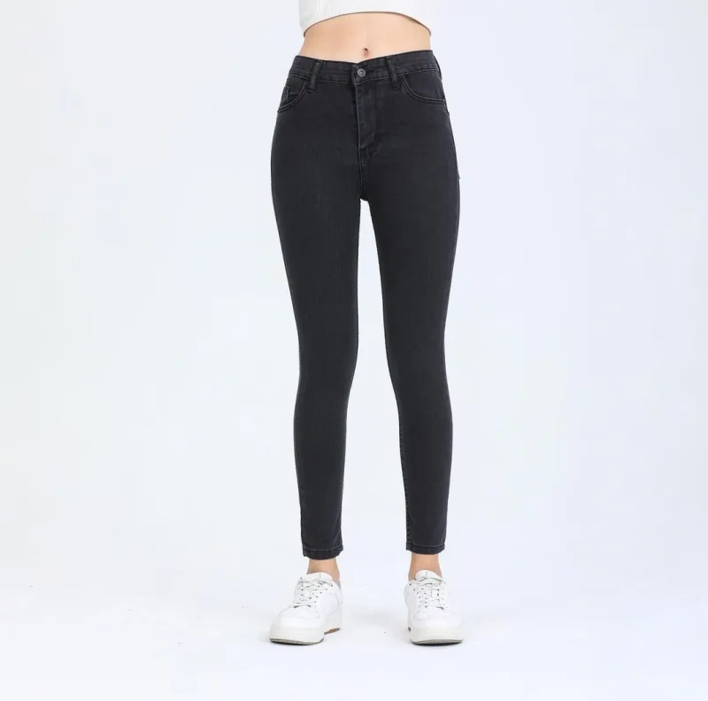 Füme Yüksek Bel Skinny Jeans Kott Pantolon
