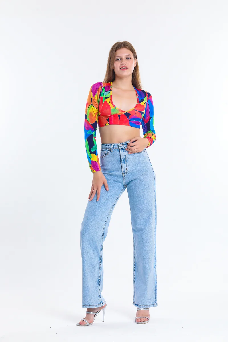 Buz Mavi Likralı Yüksek Bel 90's Wide Leg Jeans Bol Paça Boyfriend Kot Pantolon