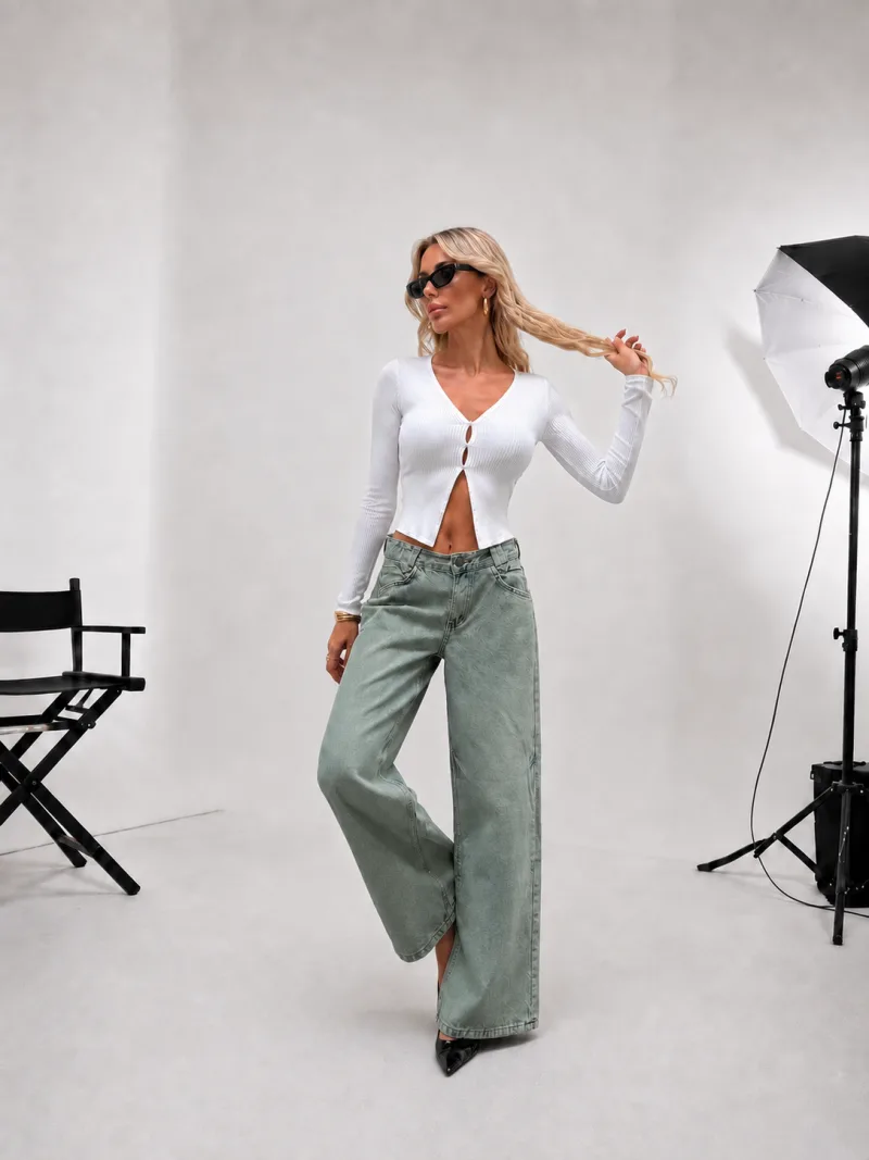 Mamaliga  Yüksek Bel Tint Yıkama Baggy Jeans Salaş Kot Pantolon