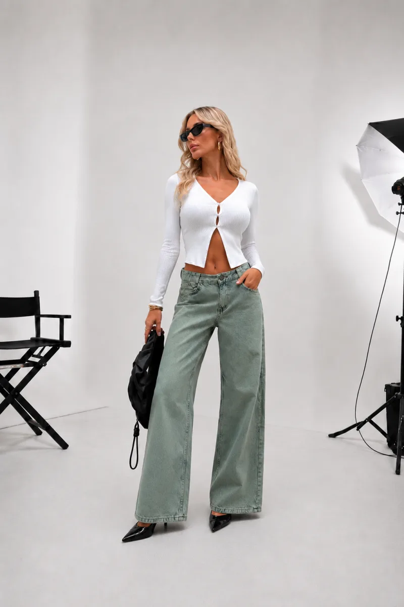 Mamaliga  Yüksek Bel Tint Yıkama Baggy Jeans Salaş Kot Pantolon